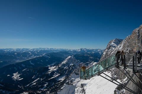 The "Stairway to Nothingness": Dare to step out onto the iconic glass platform for paralyzing, 360-degree panoramic views of the Alps.