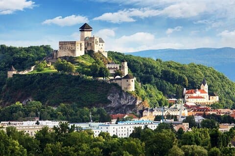 The Lord of the River: Behold the breathtaking Trenčín Castle, one of Slovakia's most magnificent medieval fortresses, dominating the valley from its massive rock.