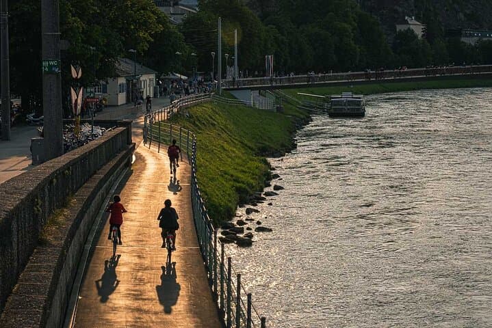 Cycling along the Salzach River, you can reach any place in Salzburg without ever getting caught in normal traffic.