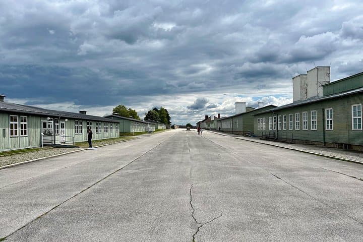 Roll call area and prisoner barracks