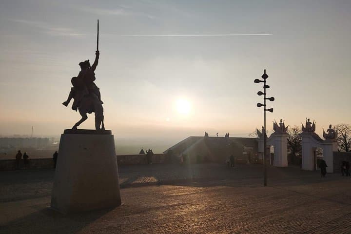 Legends of Kings: The majestic statue of King Svatopluk standing proudly at the gates of Bratislava Castle.