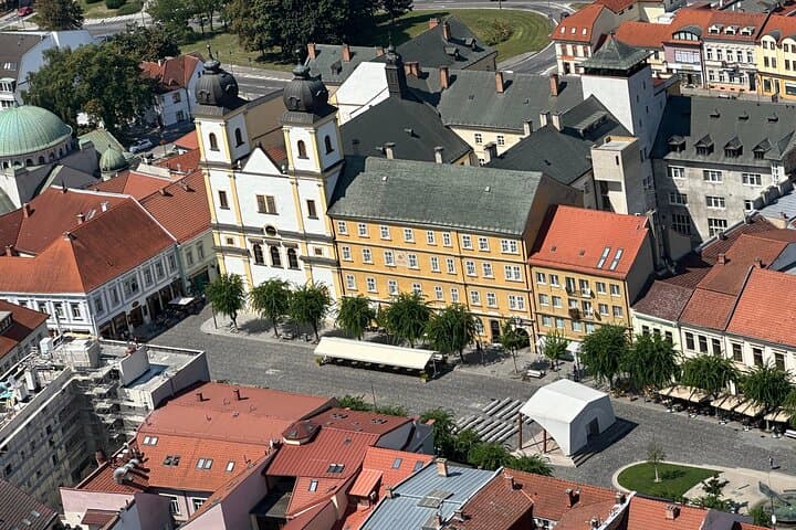 Charming Bratislava: Admire the beautiful red roofs and lively pedestrian streets of the historic Old Town.