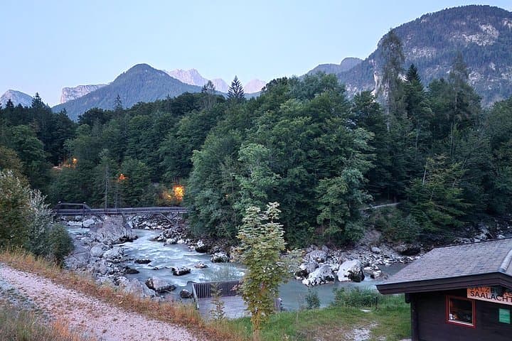 Lofer River, wrapped in moonlight and mystery.