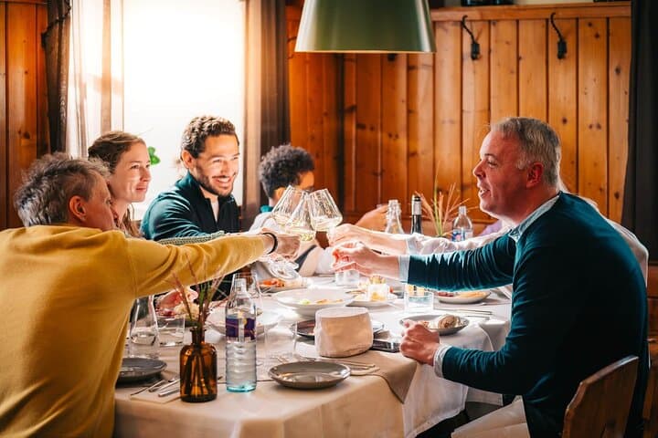 Relaxed Wachau Valley wine tour lunch with a toast of local wines.