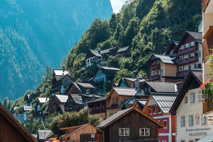The postcard-perfect village of Hallstatt nestled in the Alps