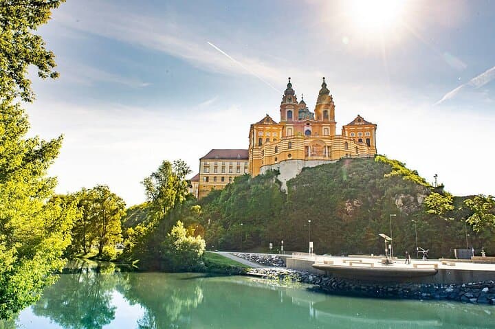 Melk abbey at the Danube river