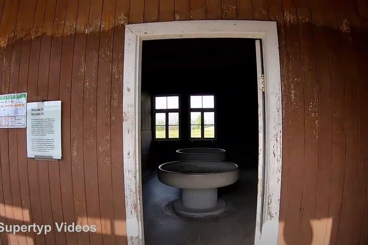 Prisoner barracks with a communal washbasin