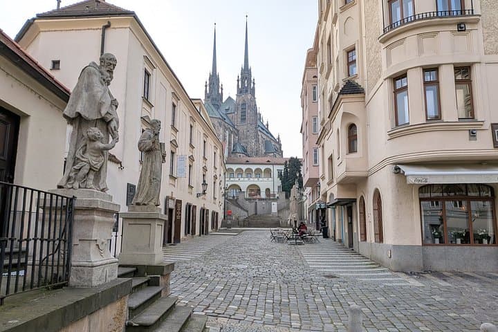 Gothic Grandeur: Walk the mysterious, ancient streets of Brno toward the magnificent Cathedral of St. Peter and Paul.